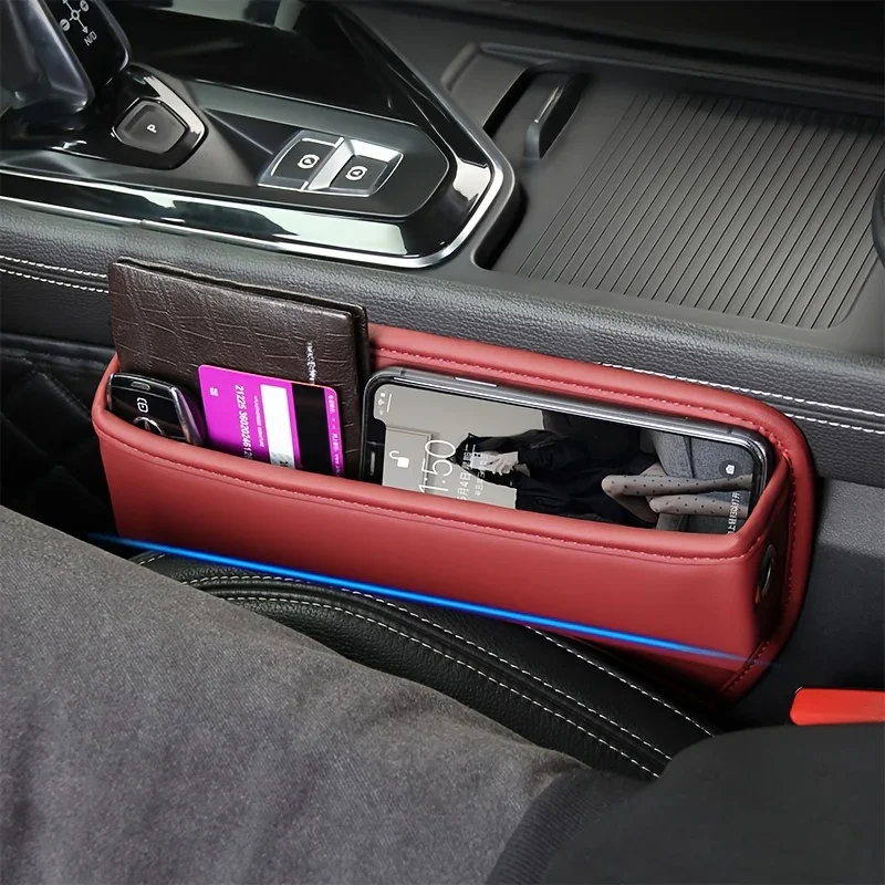 Auto stoel organizer | Leren opbergbox met vakken en kaarthouder - Image 3
