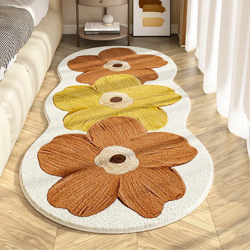 Bloemen vloerkleed | Zacht tapijt met 3D bloemmotief voor woonkamer en slaapkamer - Image 2