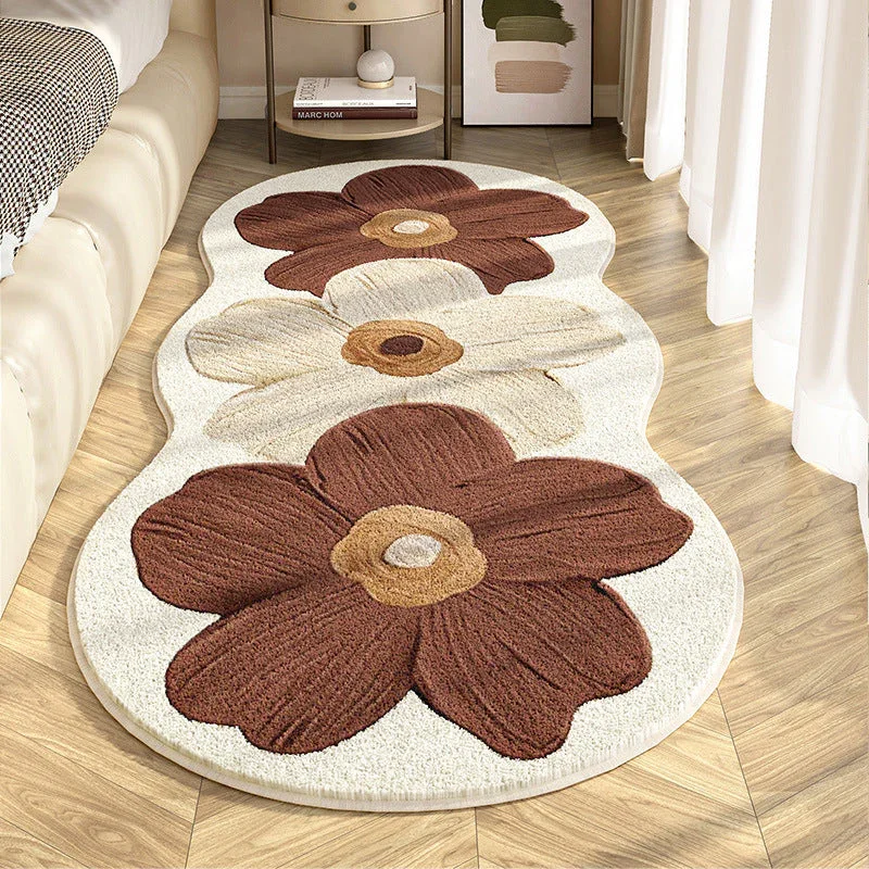 Bloemen vloerkleed | Zacht tapijt met 3D bloemmotief voor woonkamer en slaapkamer - Image 3