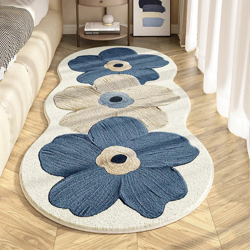 Bloemen vloerkleed | Zacht tapijt met 3D bloemmotief voor woonkamer en slaapkamer - Image 4