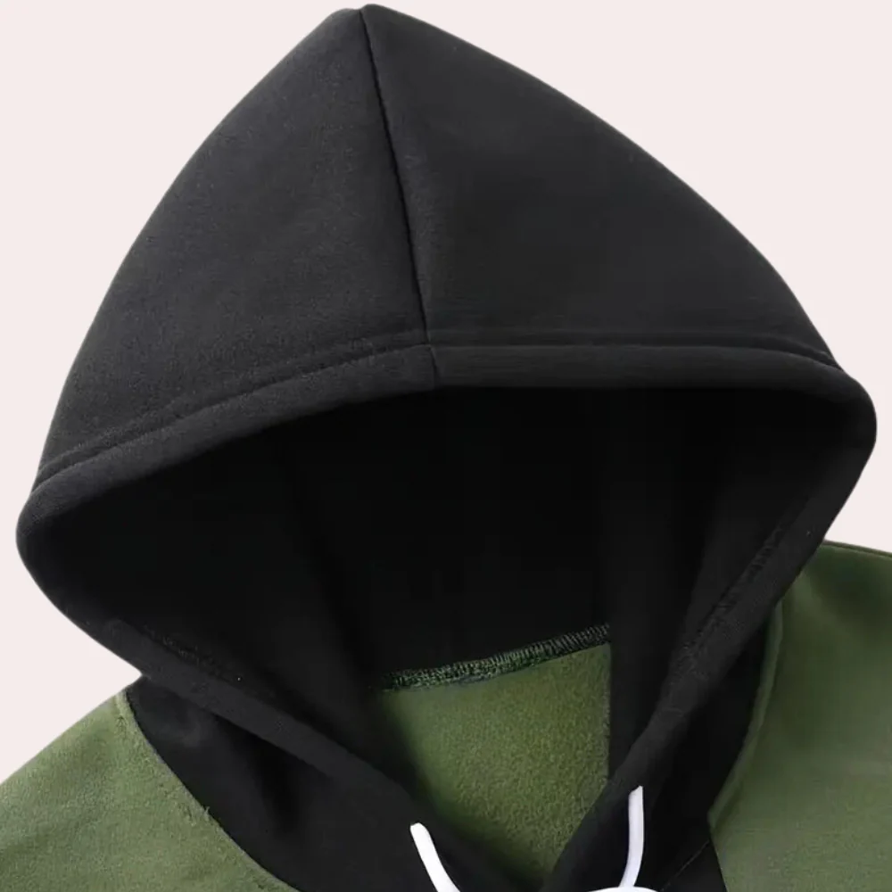 Callan | Heren tweekleurige hoodie met capuchon en trekkoord - Image 4