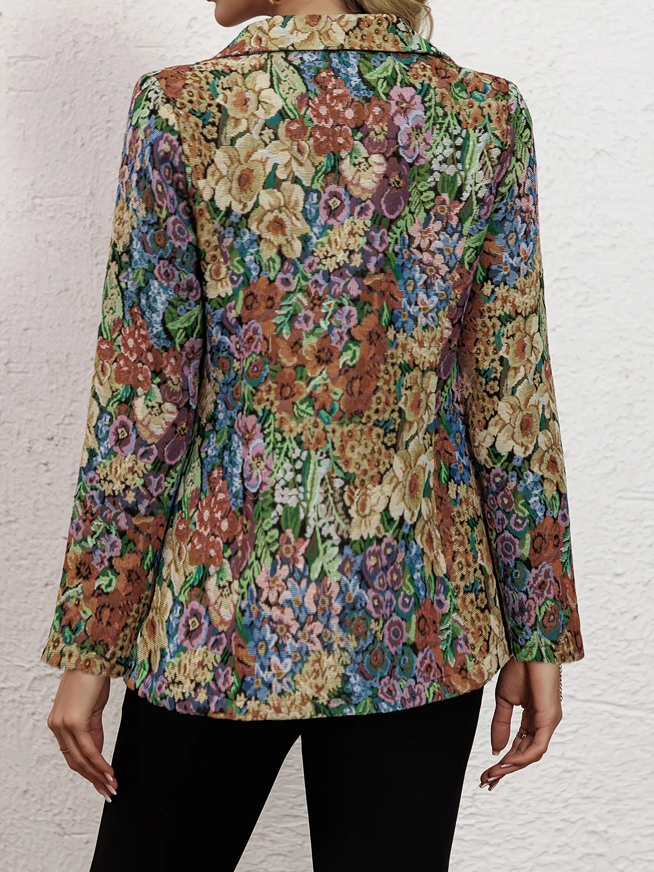Dames blazer | Bloemen jasje met vintage print en knoop - Image 3