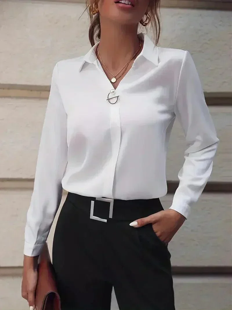 Dames blouse | Formeel overhemd met lange mouw business look - Image 3