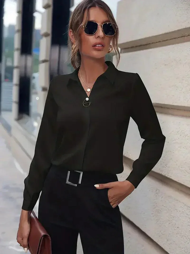 Dames blouse | Formeel overhemd met lange mouw business look - Image 5