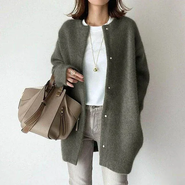 Dames cardigan | Gebreide trui met knopen lang model - Image 3