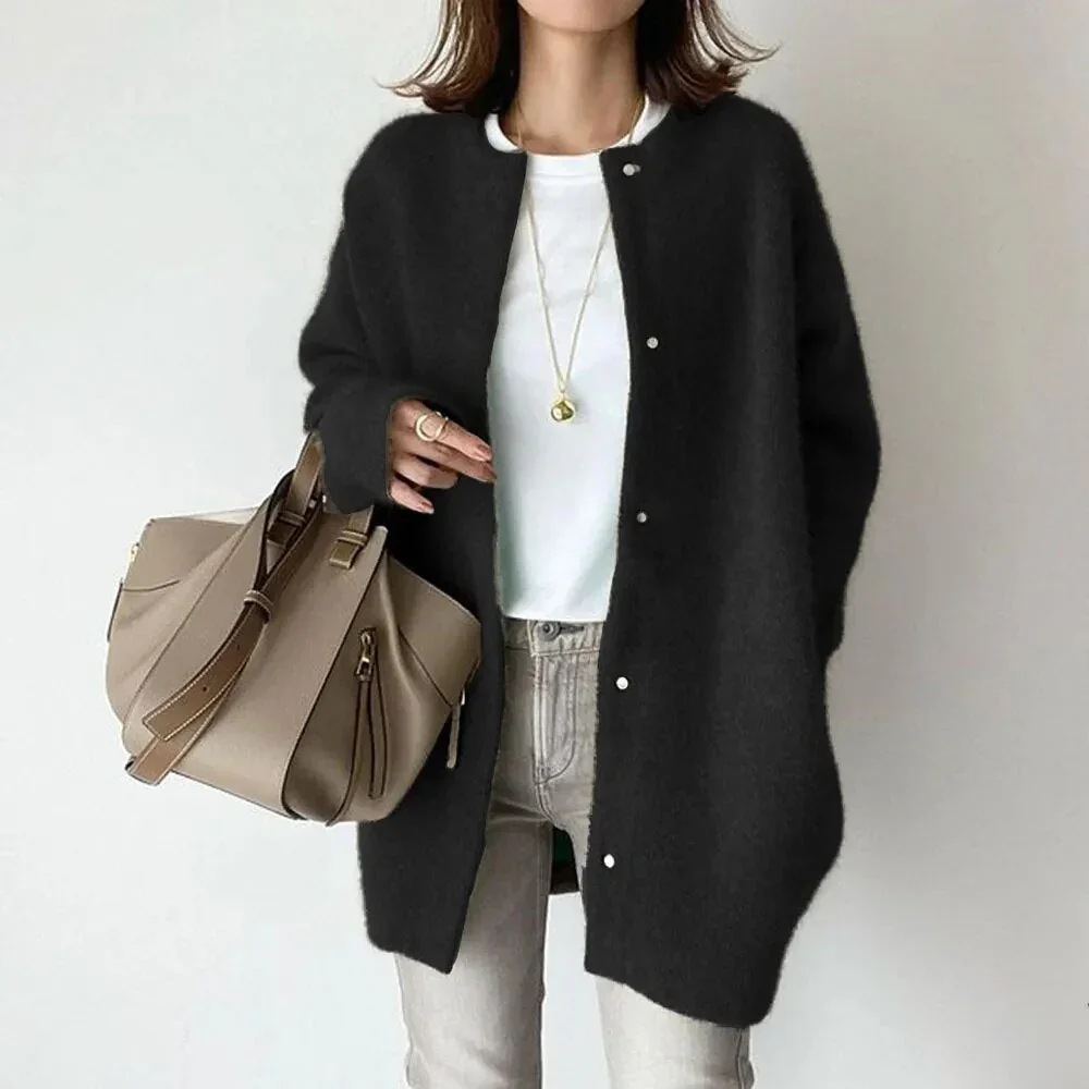 Dames cardigan | Gebreide trui met knopen lang model - Image 4