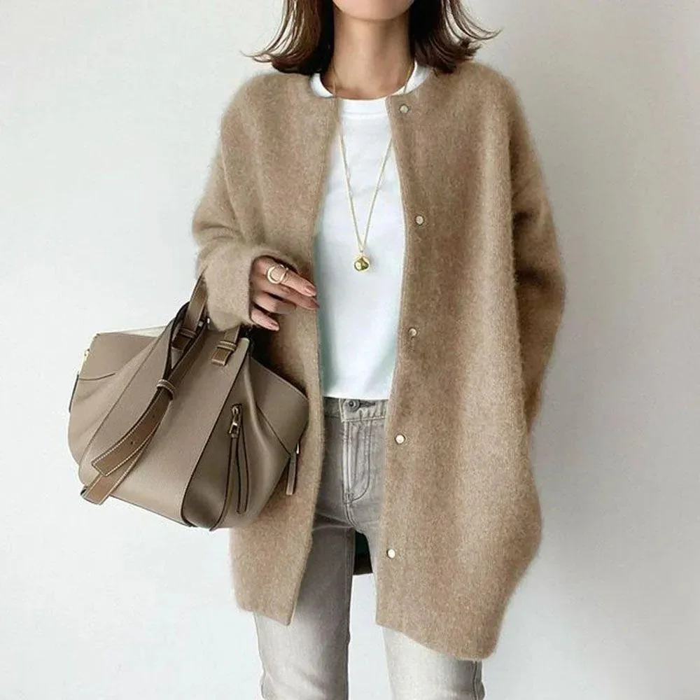 Dames cardigan | Gebreide trui met knopen lang model - Image 5