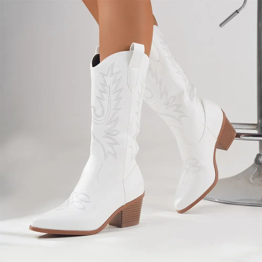 Dames cowboylaarzen | Zwarte laarzen met blokhak en borduursel - Image 2