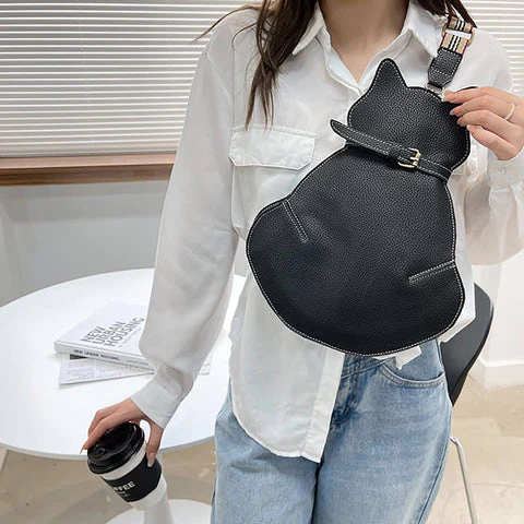 Dames crossbody schoudertas in katvorm met verstelbare schouderband - Image 4