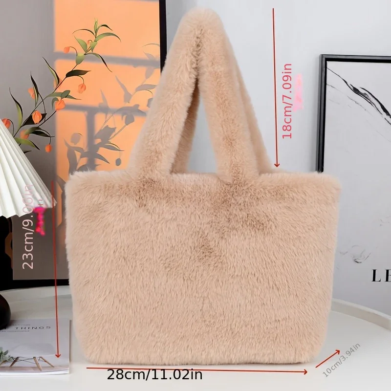 Dames faux fur tas | Pluche shopper in roze of wit - Image 5