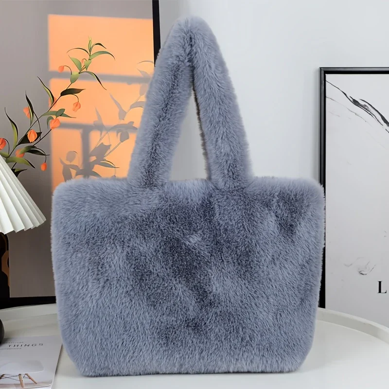 Dames faux fur tas | Pluche shopper in roze of wit - Image 8