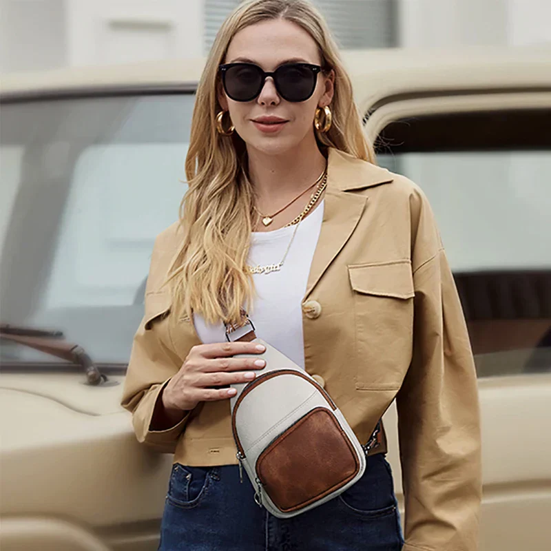 Dames leren crossbody schoudertas met verstelbare band - Image 4