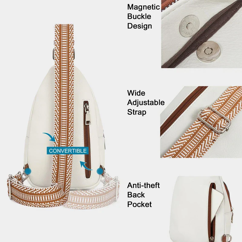 Dames leren crossbody schoudertas met verstelbare band - Image 6