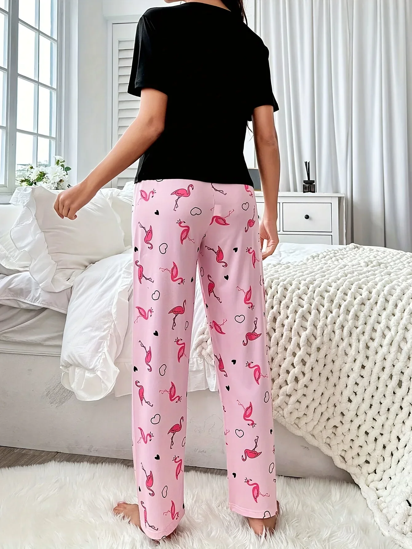 Dames pyjama set | Flamingo print shirt en broek - Image 4