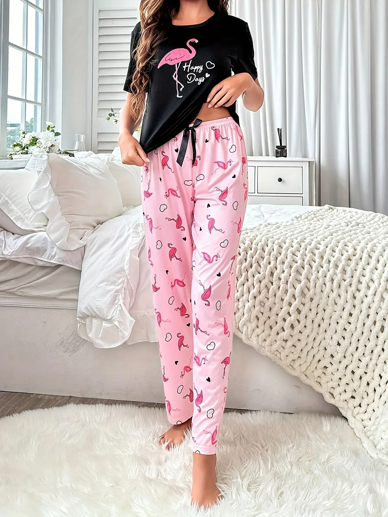 Dames pyjama set | Flamingo print shirt en broek - Image 6