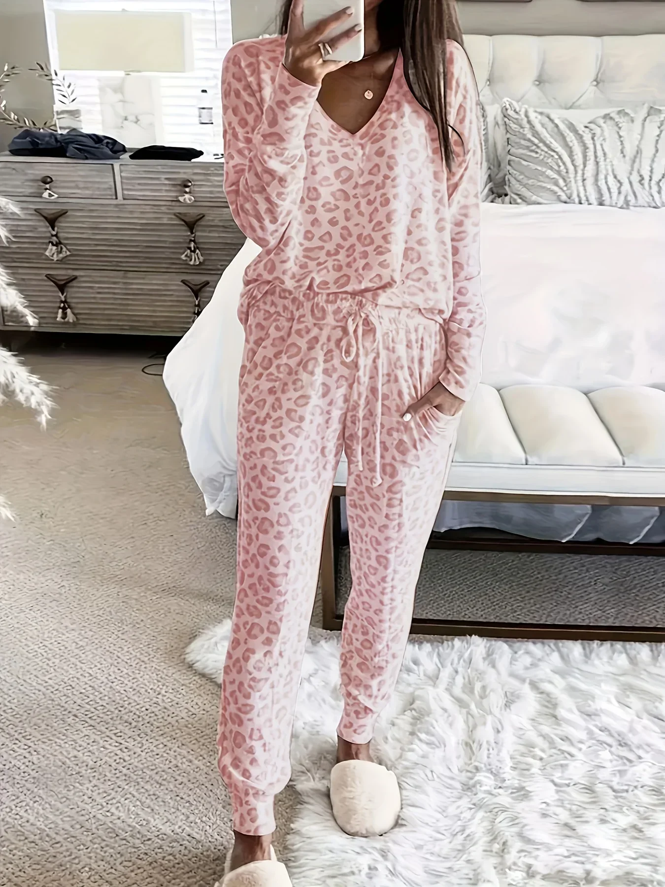 Dames pyjama set | Loungewear dames met luipaardprint - Image 3
