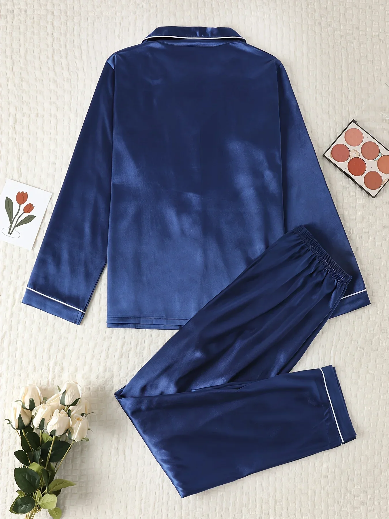 Dames pyjama set met satijnlook | Lange mouwen & knoopsluiting - Image 10