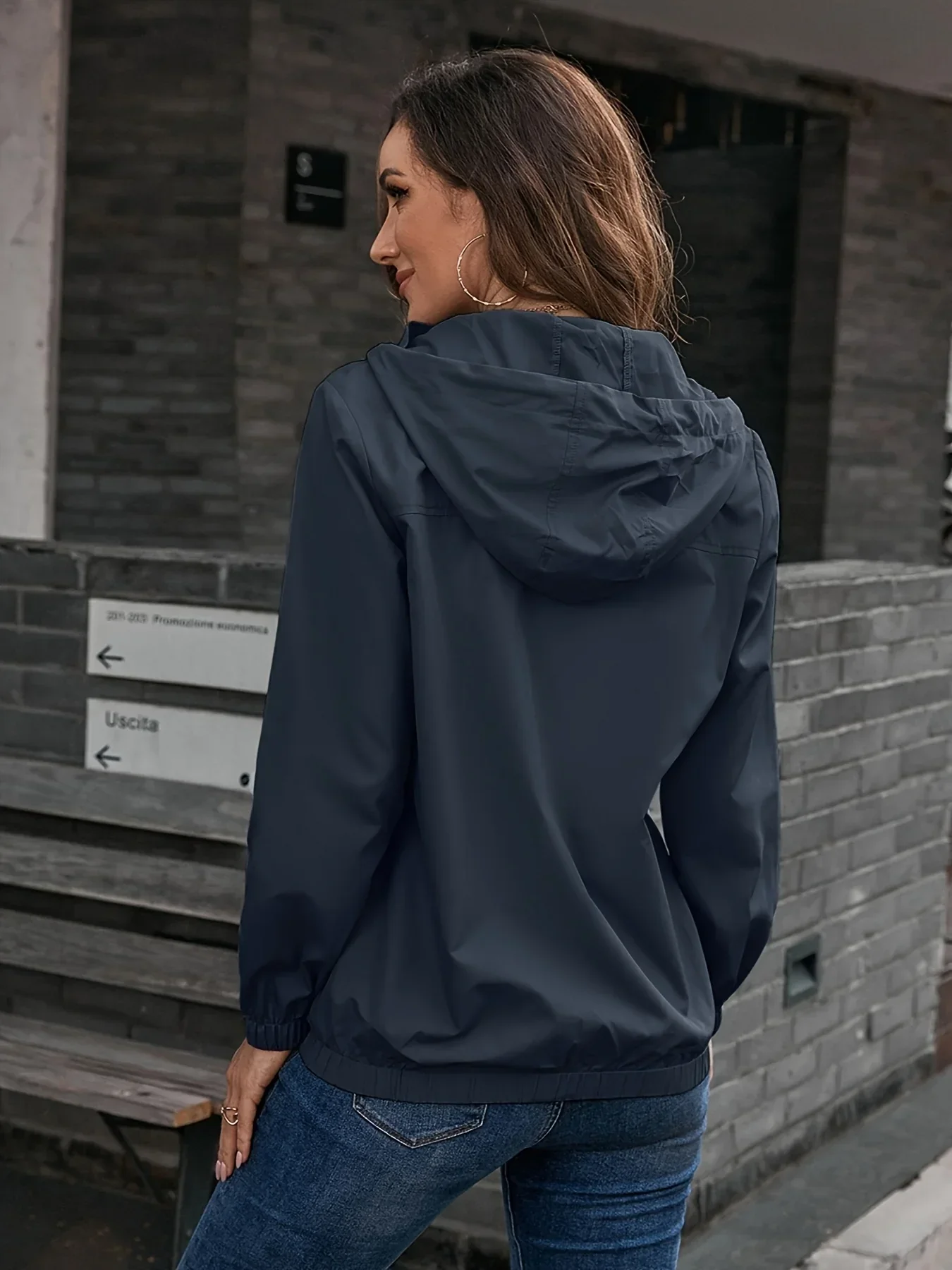 Dames regenjas | Lichtgewicht windproof jas met capuchon en rits - Image 4