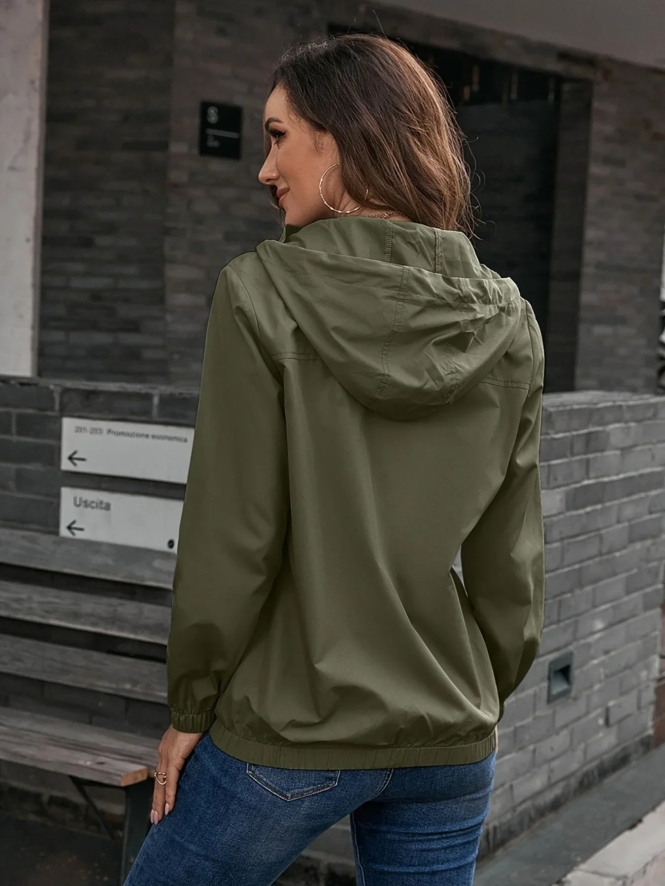 Dames regenjas | Lichtgewicht windproof jas met capuchon en rits - Image 5