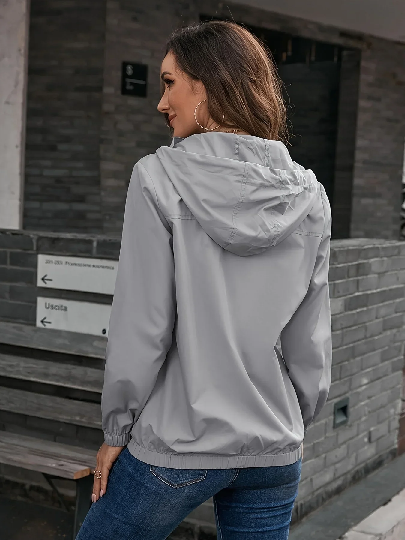 Dames regenjas | Lichtgewicht windproof jas met capuchon en rits - Image 6