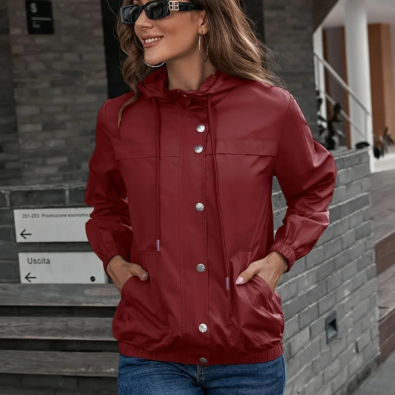 Dames regenjas | Lichtgewicht windproof jas met capuchon en rits - Image 8