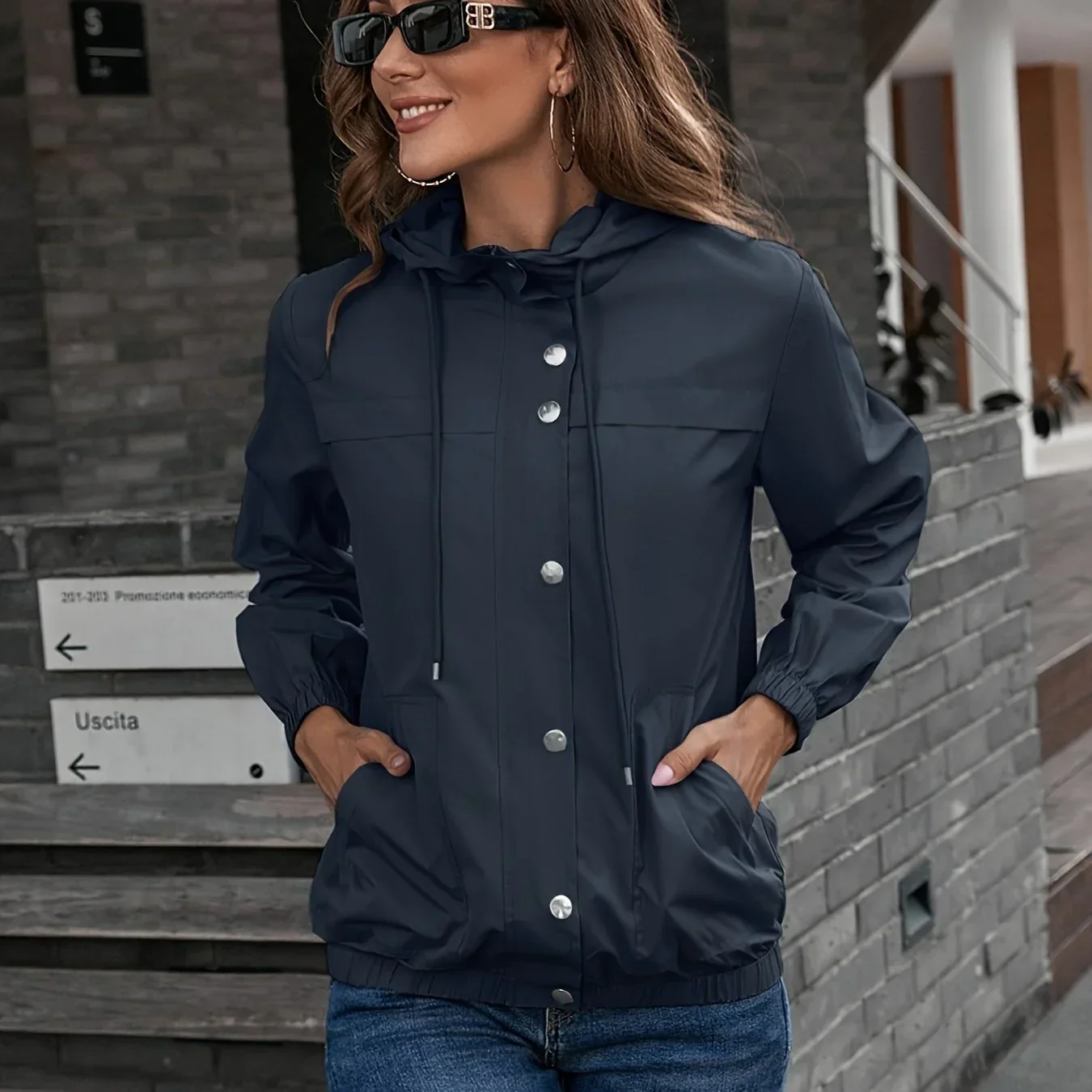 Dames regenjas | Lichtgewicht windproof jas met capuchon en rits - Image 9