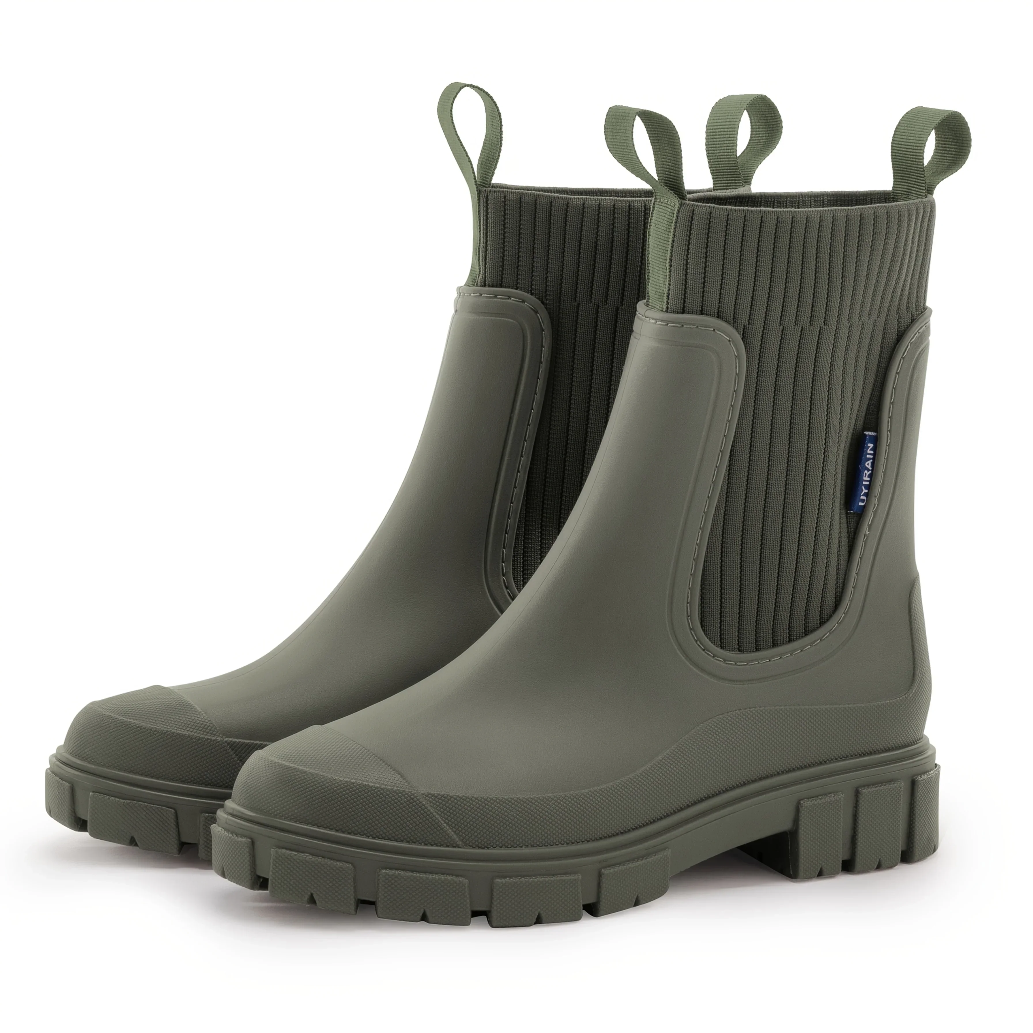 Dames regenlaarzen | Beige chelsea boots met dikke zool - Image 12