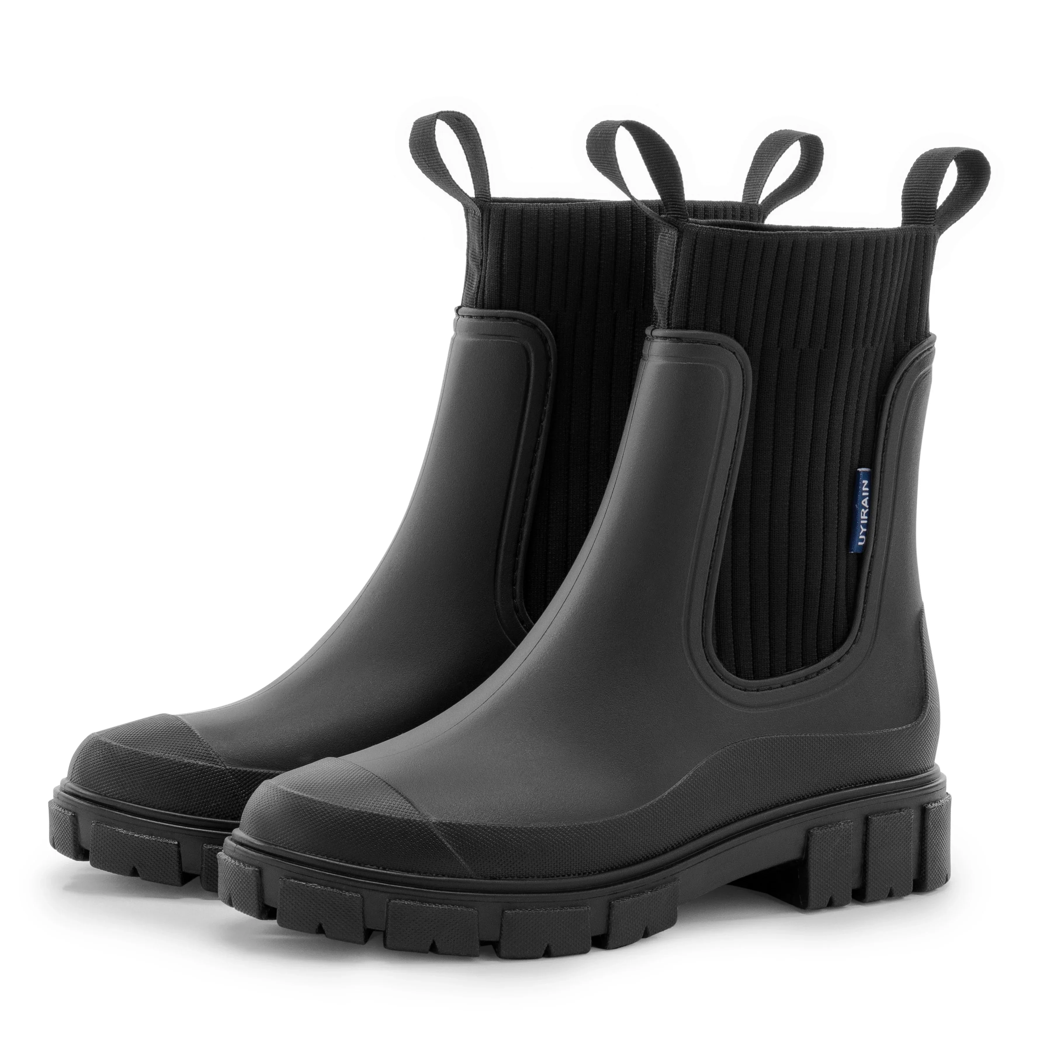 Dames regenlaarzen | Beige chelsea boots met dikke zool - Image 16
