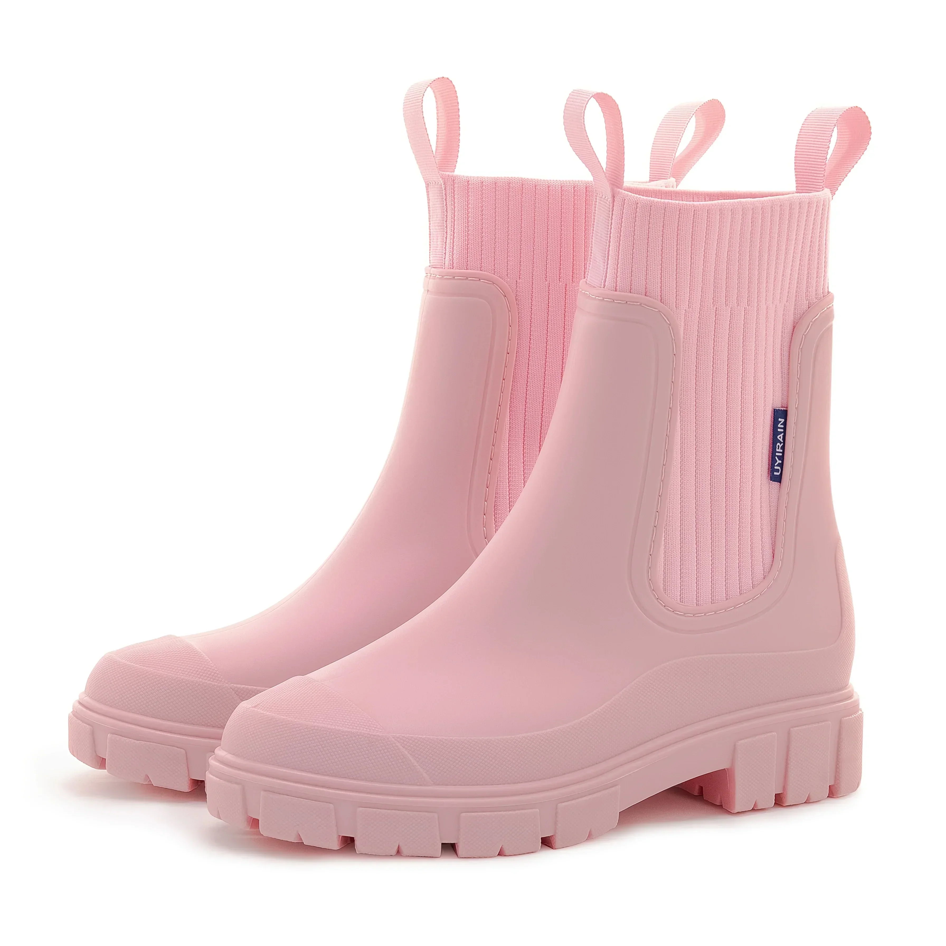 Dames regenlaarzen | Beige chelsea boots met dikke zool - Image 18