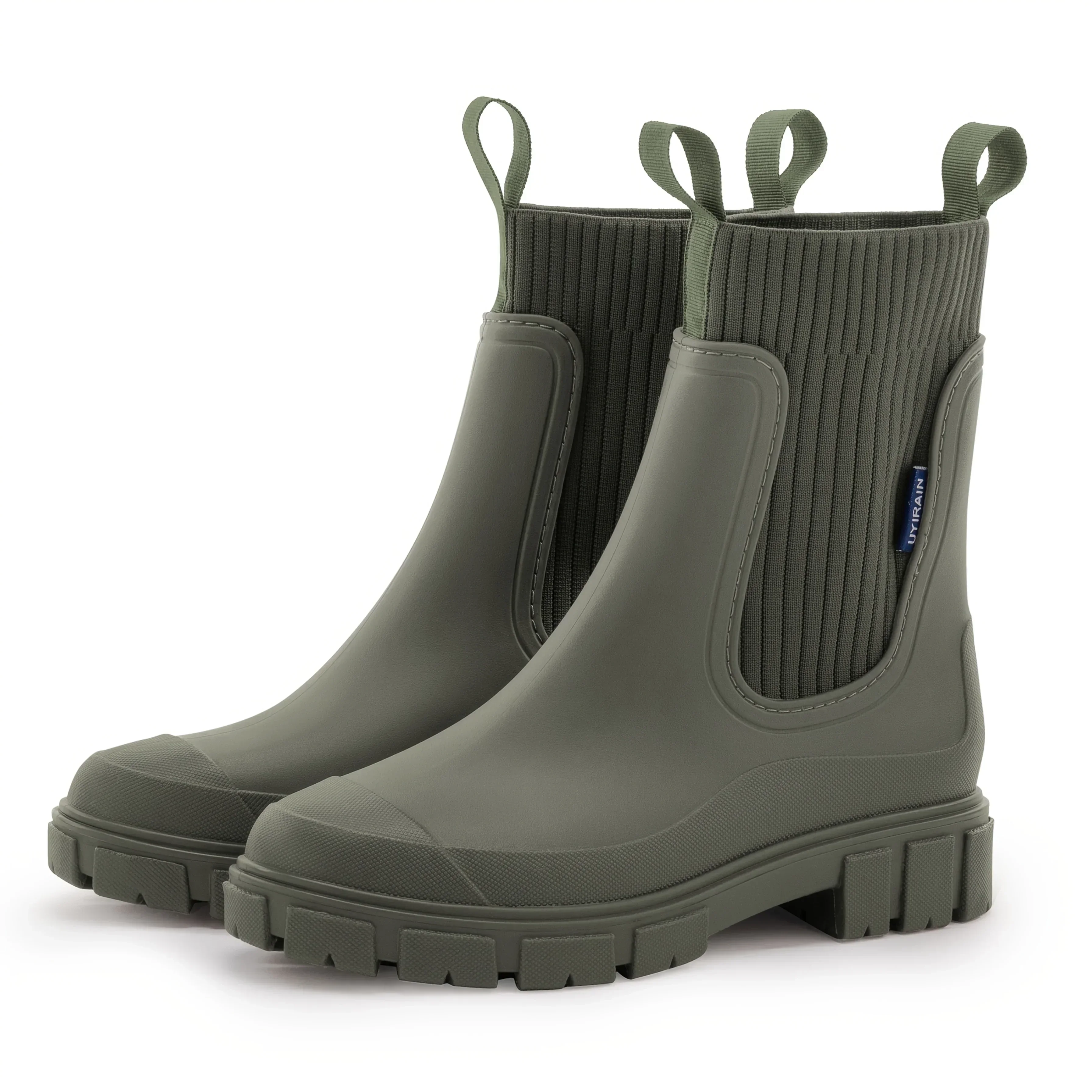 Dames regenlaarzen | Beige chelsea boots met dikke zool - Image 21