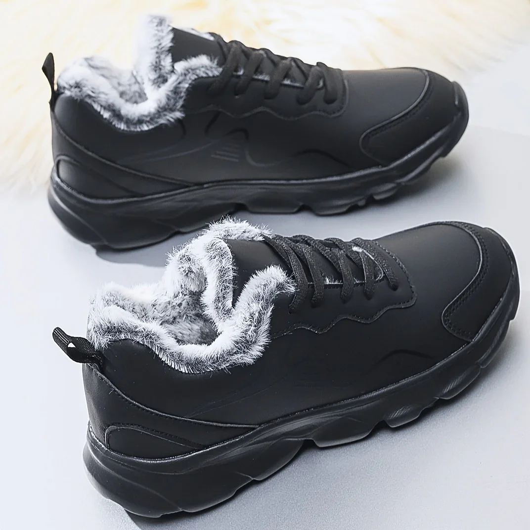 Dames sneakers zwart | Warme winter schoenen met bontvoering - Image 8
