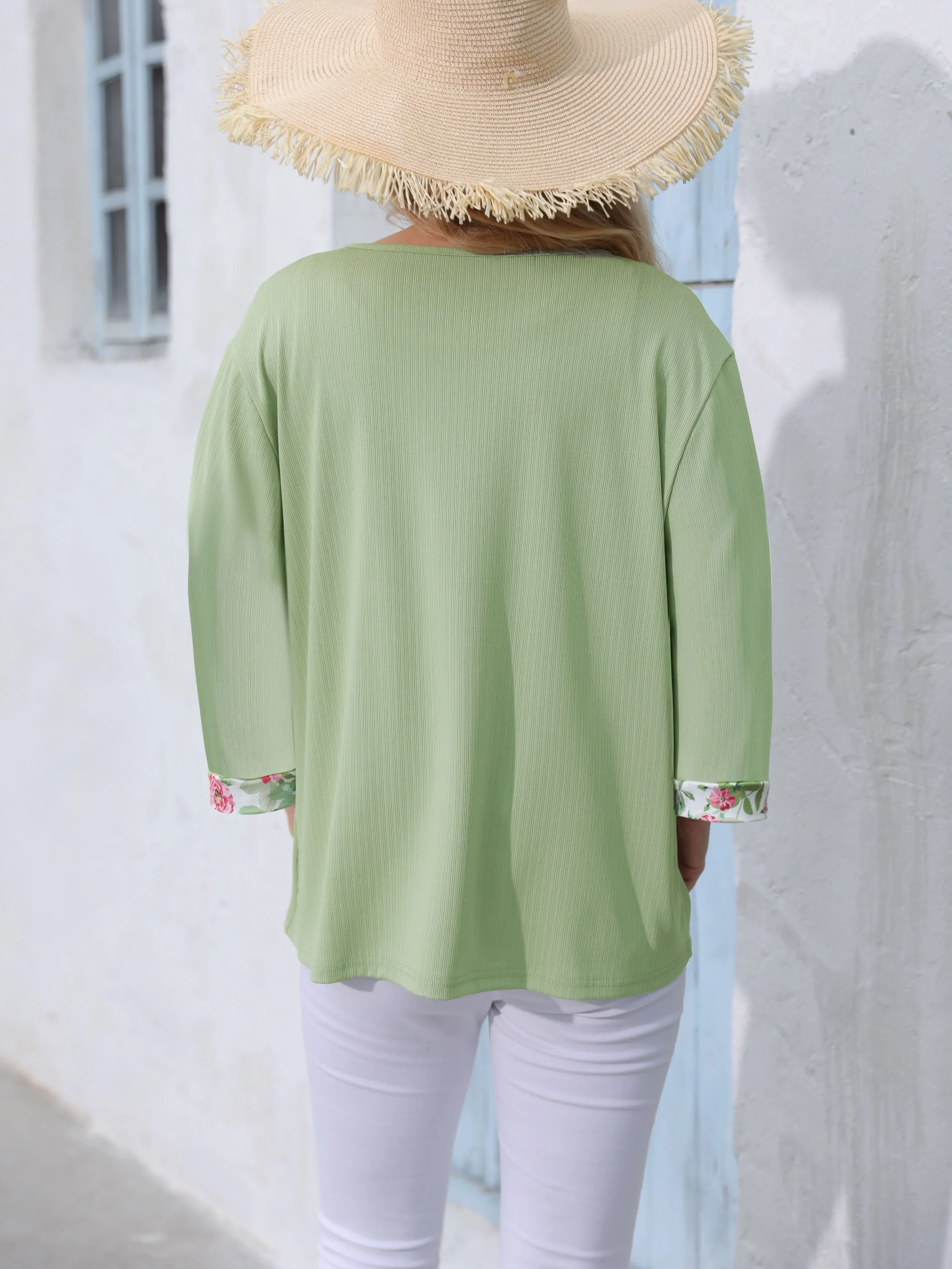 Dames top | Paars shirt met bloemenprint en lange mouw - Image 3