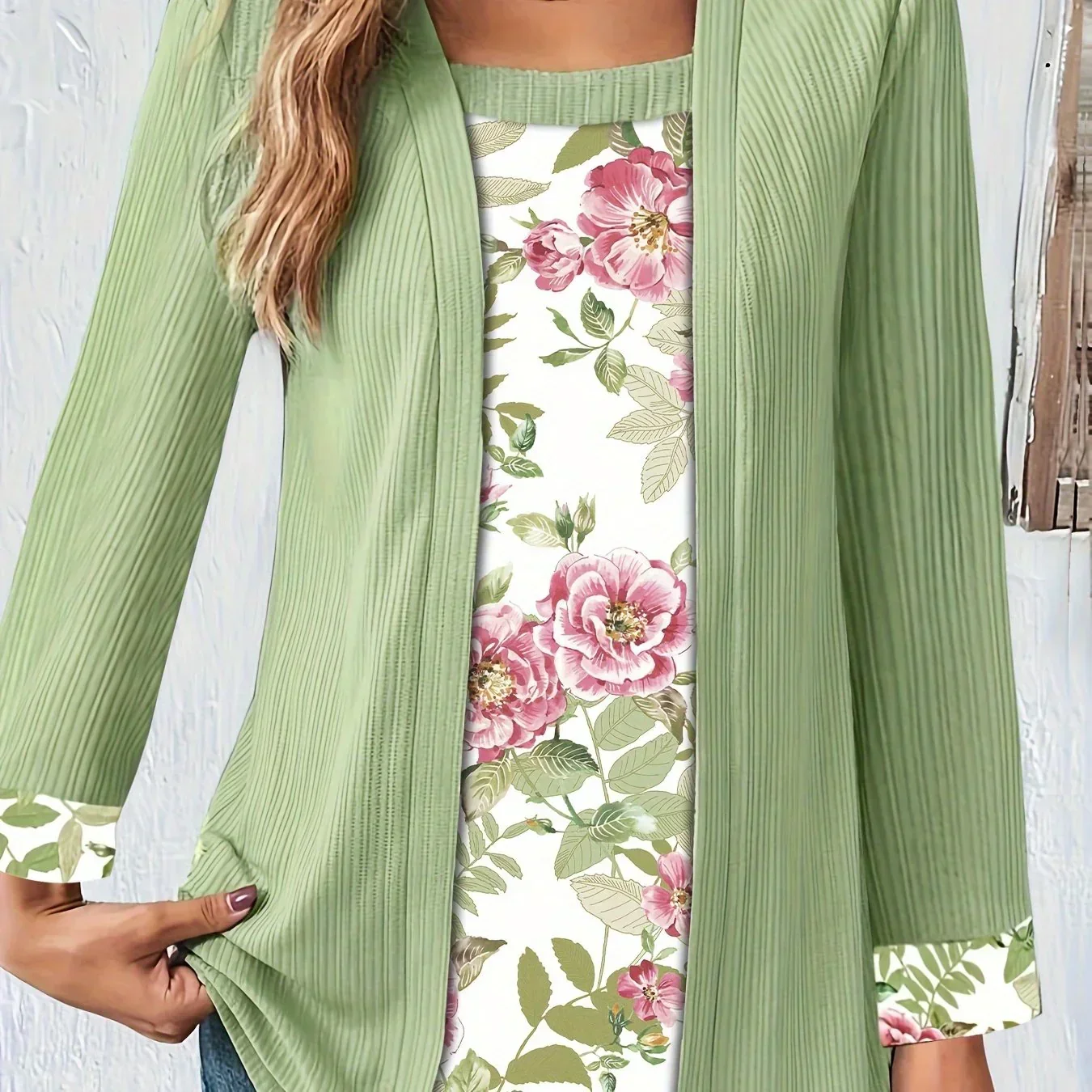 Dames top | Paars shirt met bloemenprint en lange mouw - Image 8