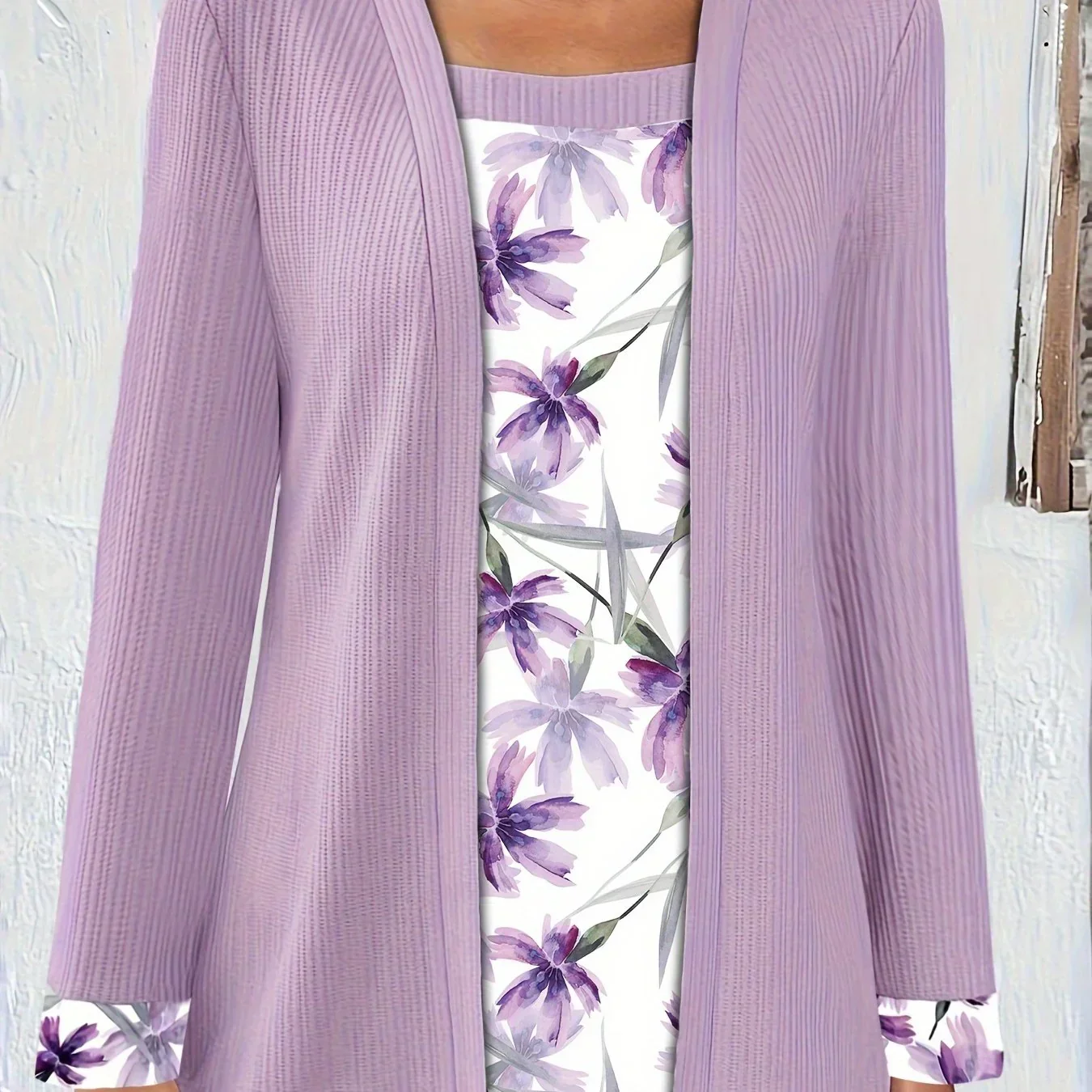 Dames top | Paars shirt met bloemenprint en lange mouw - Image 9