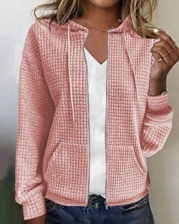 Dames vest met capuchon en rits | Wafelstof - Image 4