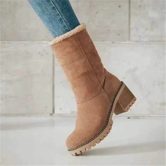 Dames winter enkellaars met warme voering met omslag - Image 9