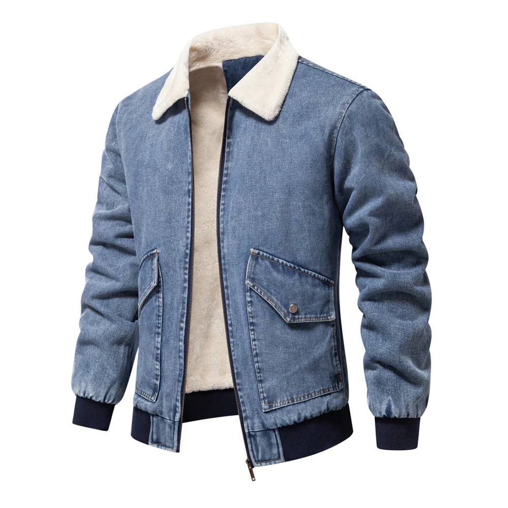 DenimSherpa | Heren denim jas met fleece voering en kraag - Image 4