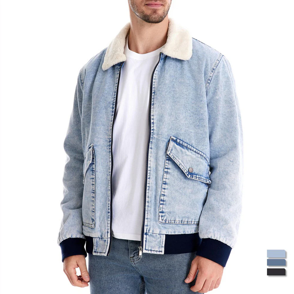 DenimSherpa | Heren denim jas met fleece voering en kraag - Image 7