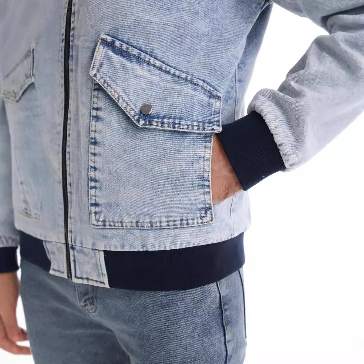 DenimSherpa | Heren denim jas met fleece voering en kraag - Image 9