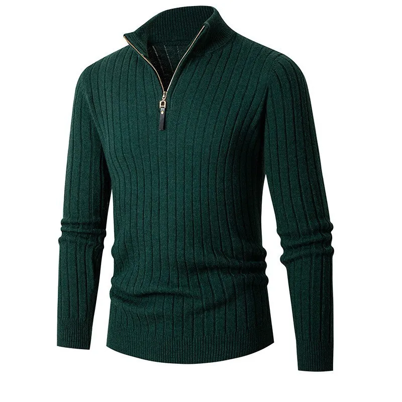 Elegante Gestreepte Katoenen Half Zip Sweater - Image 10