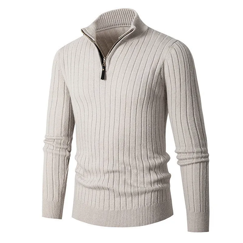 Elegante Gestreepte Katoenen Half Zip Sweater - Image 6