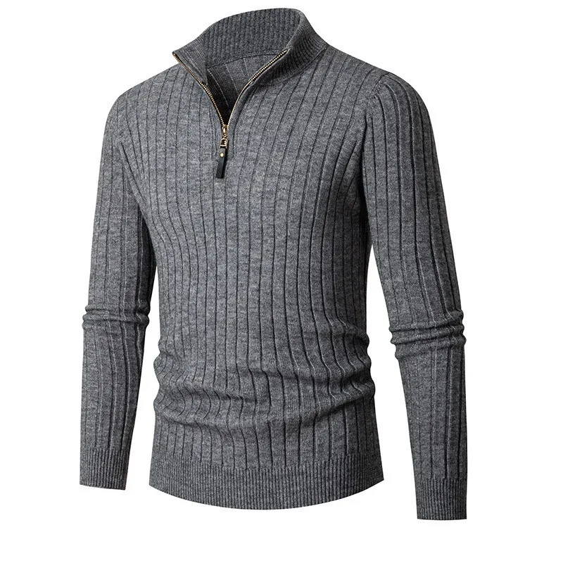 Elegante Gestreepte Katoenen Half Zip Sweater - Image 7