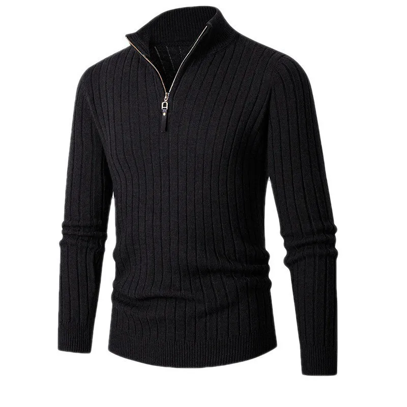 Elegante Gestreepte Katoenen Half Zip Sweater - Image 8
