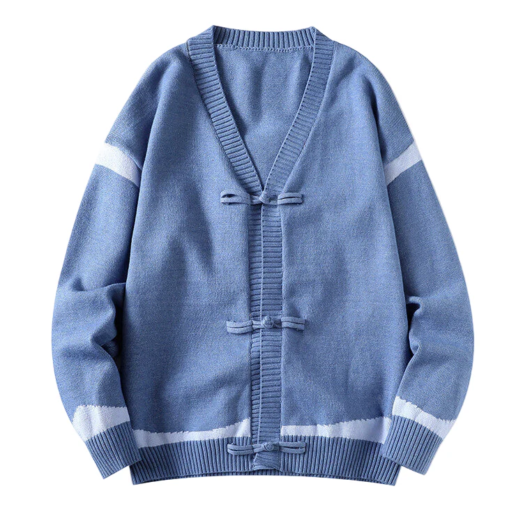 Haiku | Blauwe heren cardigan met unieke knoopsluiting - Image 5