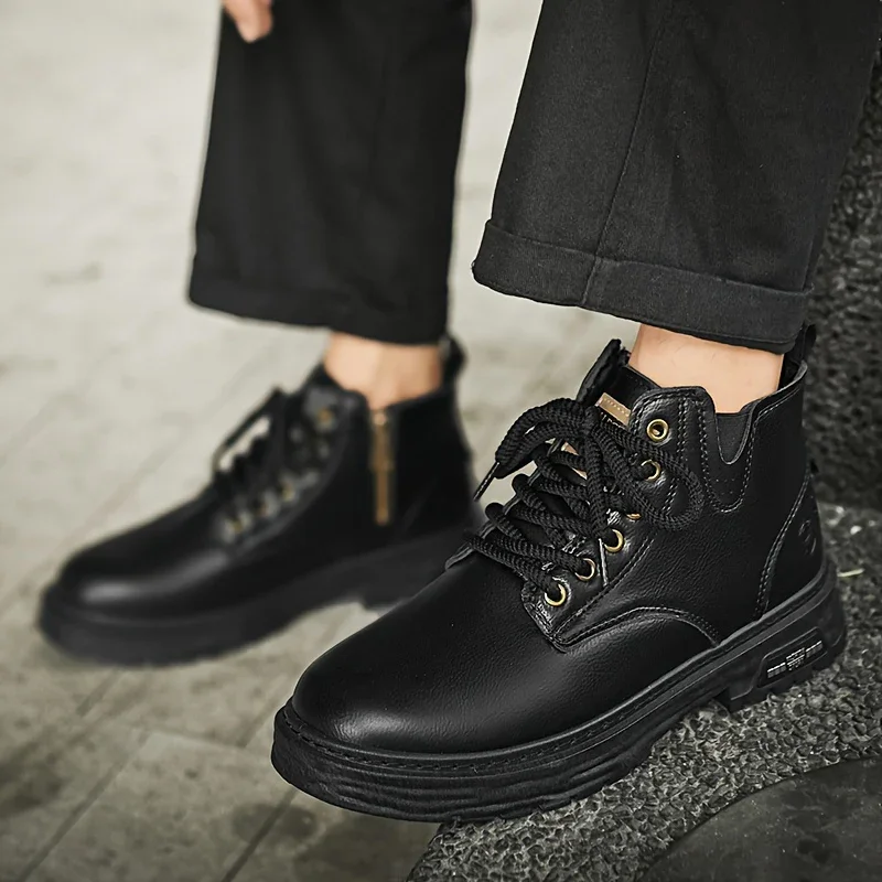 Heren boots | Bruine veterlaarzen met rits en dikke zool - Image 11