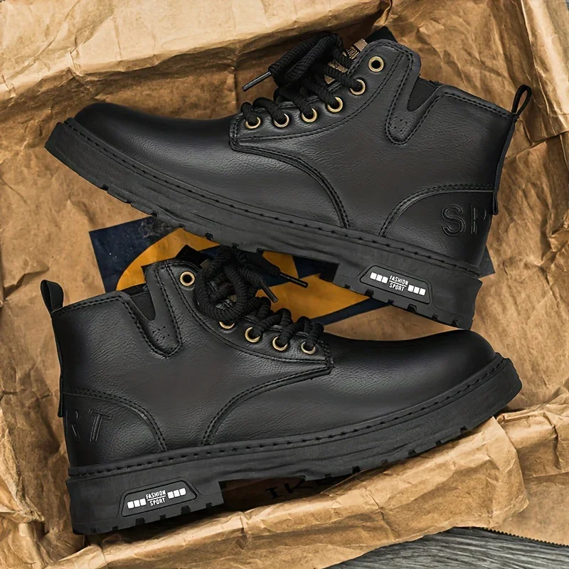 Heren boots | Bruine veterlaarzen met rits en dikke zool - Image 4