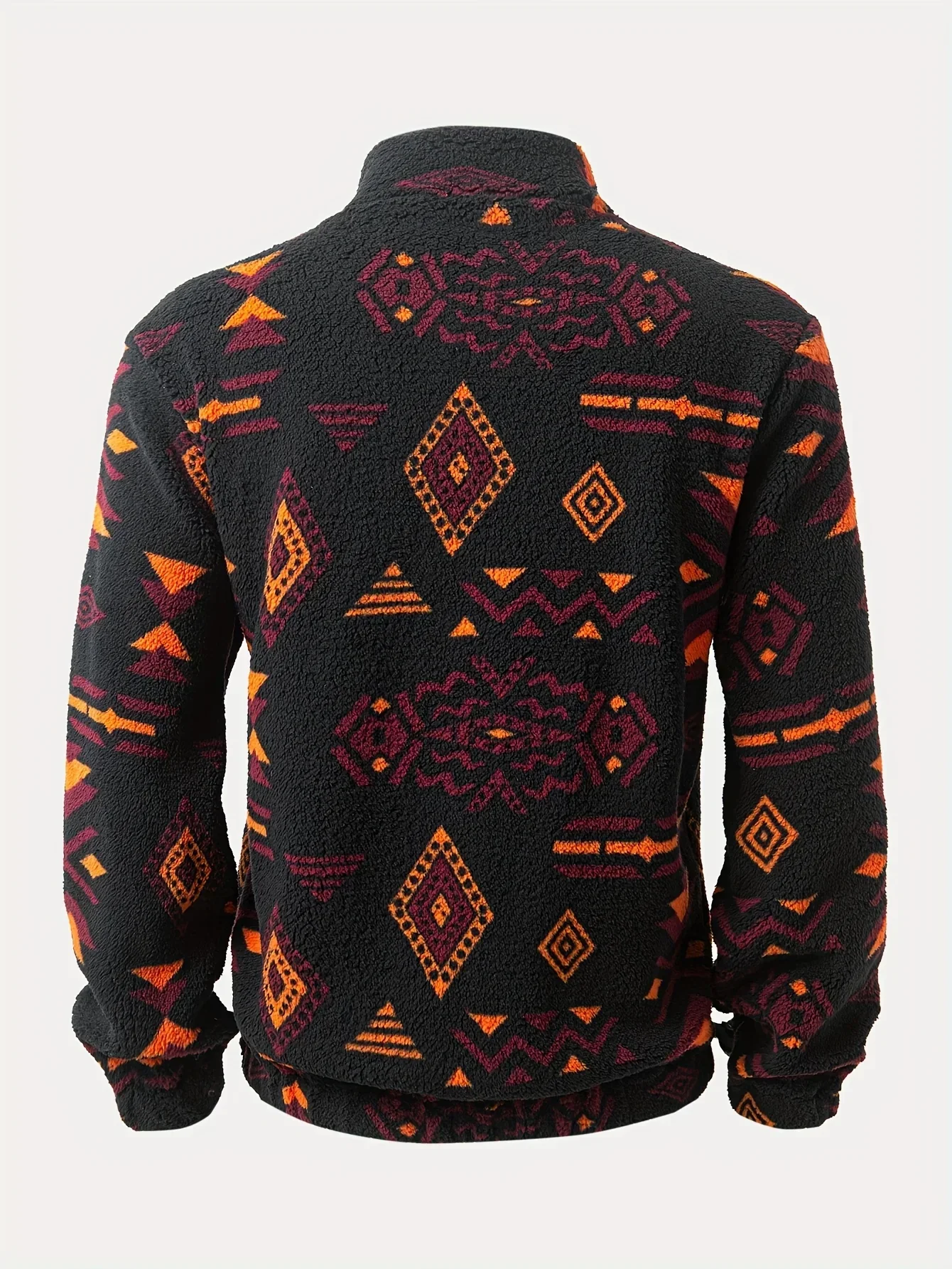 Heren fleece trui | Half zip bohemian sweater met geometrisch patroon - Image 2