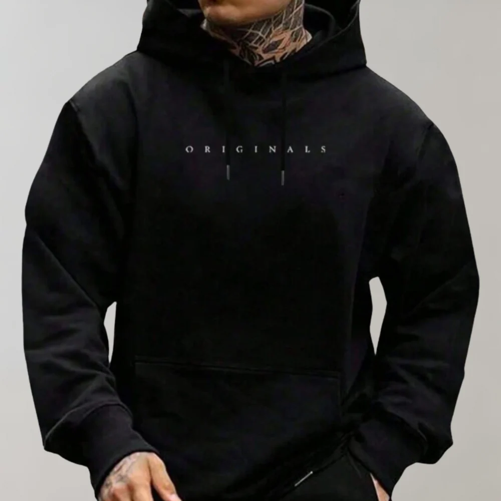 Heren hoodie met zakken en letterprint - Image 2