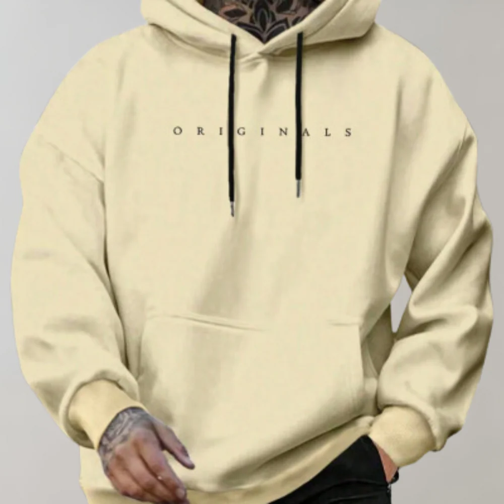 Heren hoodie met zakken en letterprint - Image 3