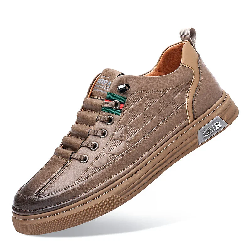 Heren sneakers | Bruine leren schoenen met sportieve zool - Image 14